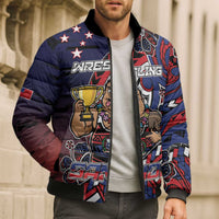 Personalised Samoa Wrestling Bomber Puffer Jacket Polynesian Warrior Funny Style - Polynesian Pride