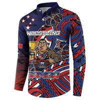 Personalised Samoa Wrestling Button Sweatshirt Polynesian Warrior Funny Style - Polynesian Pride