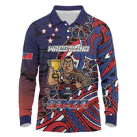 Personalised Samoa Wrestling Long Sleeve Polo Shirt Polynesian Warrior Funny Style - Polynesian Pride