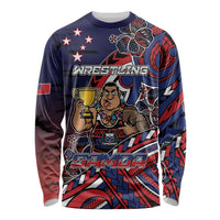 Personalised Samoa Wrestling Long Sleeve Shirt Polynesian Warrior Funny Style - Polynesian Pride