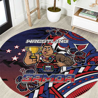 Samoa Wrestling Round Carpet Polynesian Warrior Funny Style - Polynesian Pride