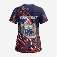 Personalised Samoa Wrestling Scrub Top Polynesian Warrior Funny Style - Polynesian Pride