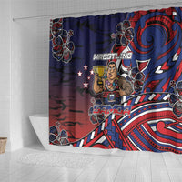 Samoa Wrestling Shower Curtain Polynesian Warrior Funny Style - Polynesian Pride