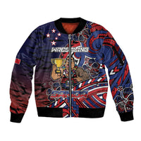 Personalised Samoa Wrestling Sleeve Zip Bomber Jacket Polynesian Warrior Funny Style - Polynesian Pride