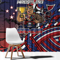 Samoa Wrestling Window Curtain Polynesian Warrior Funny Style - Polynesian Pride