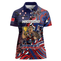 Personalised Samoa Wrestling Women Polo Shirt Polynesian Warrior Funny Style - Polynesian Pride