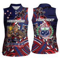 Personalised Samoa Wrestling Women Sleeveless Polo Shirt Polynesian Warrior Funny Style - Polynesian Pride
