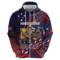 Personalised Samoa Wrestling Zip Hoodie Polynesian Warrior Funny Style - Polynesian Pride