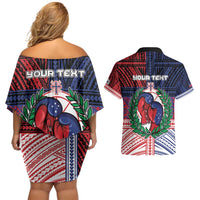 Personalised Samoa Boxing Couples Matching Off Shoulder Short Dress and Hawaiian Shirt Samoan Boxer Funny Style DT05 - Polynesian Pride