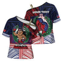 Personalised Samoa Boxing Cross Shoulder Shirt Samoan Boxer Funny Style - Polynesian Pride