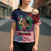 Personalised Samoa Boxing Cross Shoulder Shirt Samoan Boxer Funny Style - Polynesian Pride
