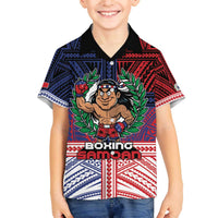 Personalised Samoa Boxing Family Matching Off The Shoulder Long Sleeve Dress and Hawaiian Shirt Samoan Boxer Funny Style DT05 Son's Shirt Red - Polynesian Pride