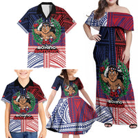 Personalised Samoa Boxing Family Matching Off Shoulder Maxi Dress and Hawaiian Shirt Samoan Boxer Funny Style - Polynesian Pride