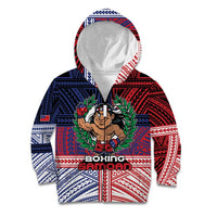 Personalised Samoa Boxing Kid Hoodie Samoan Boxer Funny Style DT05 Zip Hoodie Red - Polynesian Pride