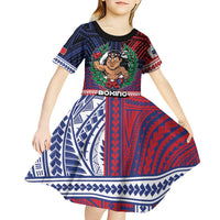 Personalised Samoa Boxing Kid Short Sleeve Dress Samoan Boxer Funny Style - Polynesian Pride