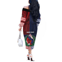 Personalised Samoa Boxing Off The Shoulder Long Sleeve Dress Samoan Boxer Funny Style - Polynesian Pride