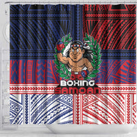 Samoa Boxing Shower Curtain Samoan Boxer Funny Style - Polynesian Pride