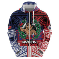 Personalised Samoa Boxing Zip Hoodie Samoan Boxer Funny Style - Polynesian Pride