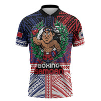 Personalised Samoa Boxing Zipper Polo Shirt Samoan Boxer Funny Style - Polynesian Pride