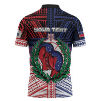 Personalised Samoa Boxing Zipper Polo Shirt Samoan Boxer Funny Style - Polynesian Pride