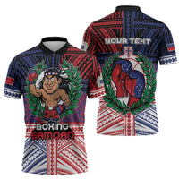 Personalised Samoa Boxing Zipper Polo Shirt Samoan Boxer Funny Style - Polynesian Pride