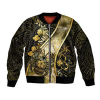 Personalised Niue Bomber Jacket Niuean Crab Waves Style DT05 Unisex Gold - Polynesian Pride