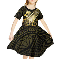 Personalised Niue Kid Short Sleeve Dress Niuean Crab Waves Style