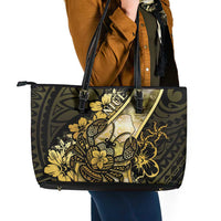 Niue Leather Tote Bag Niuean Crab Waves Style