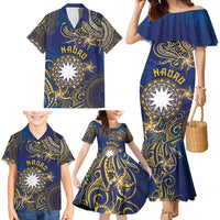 Personalised Nauru Family Matching Mermaid Dress and Hawaiian Shirt Hibiscus Polynesian Tribal Pattern