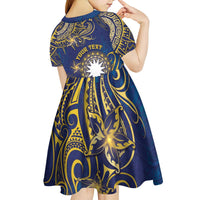 Personalised Nauru Kid Short Sleeve Dress Hibiscus Polynesian Tribal Pattern