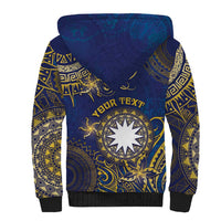 Personalised Nauru Sherpa Hoodie Hibiscus Polynesian Tribal Pattern