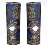 Personalised Nauru Skinny Tumbler Hibiscus Polynesian Tribal Pattern