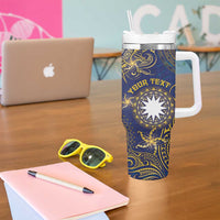Personalised Nauru Tumbler With Handle Hibiscus Polynesian Tribal Pattern