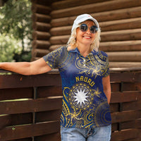 Personalised Nauru Women Polo Shirt Hibiscus Polynesian Tribal Pattern