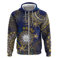 Personalised Nauru Zip Hoodie Hibiscus Polynesian Tribal Pattern