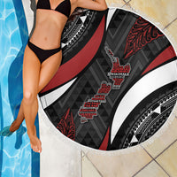 Aotearoa New Zealand Native Birds Map Beach Blanket Silver Fern Tribal Pattern
