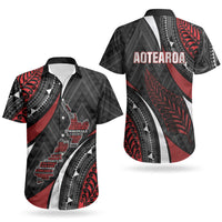 Aotearoa New Zealand Native Birds Map Couples Matching Off The Shoulder Long Sleeve Dress and Hawaiian Shirt Silver Fern Tribal Pattern DT05 - Polynesian Pride