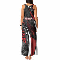 Aotearoa New Zealand Native Birds Map Tank Maxi Dress Silver Fern Tribal Pattern DT05 - Polynesian Pride