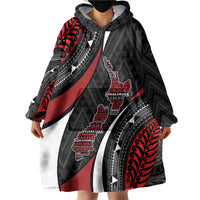 Aotearoa New Zealand Native Birds Map Wearable Blanket Hoodie Silver Fern Tribal Pattern