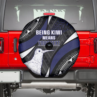 Personalised New Zealand Kiwi Spare Tire Cover Silver Fern Tribal Pattern DT05 - Polynesian Pride