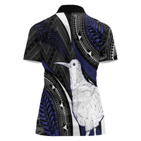 Personalised New Zealand Kiwi Women Polo Shirt Silver Fern Tribal Pattern