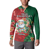 Hawaii Christmas Button Sweatshirt Mele Kalikimaka Funny Hawaiian Santa - Polynesian Pride