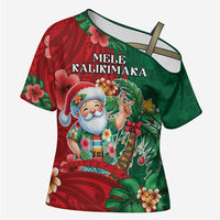 Hawaii Christmas Cross Shoulder Shirt Mele Kalikimaka Funny Hawaiian Santa - Polynesian Pride