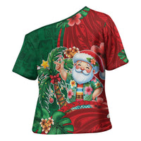 Hawaii Christmas Cross Shoulder Shirt Mele Kalikimaka Funny Hawaiian Santa - Polynesian Pride