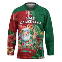 Hawaii Christmas Hockey Jersey Mele Kalikimaka Funny Hawaiian Santa DT05 Unisex Green - Polynesian Pride