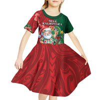Hawaii Christmas Kid Short Sleeve Dress Mele Kalikimaka Funny Hawaiian Santa - Polynesian Pride