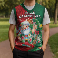 Hawaii Christmas Knitted V-Neck Vest Mele Kalikimaka Funny Hawaiian Santa - Polynesian Pride