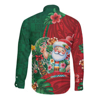 Hawaii Christmas Long Sleeve Button Shirt Mele Kalikimaka Funny Hawaiian Santa DT05 - Polynesian Pride