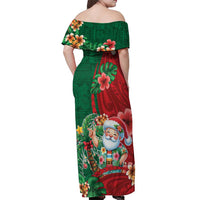 Hawaii Christmas Off Shoulder Maxi Dress Mele Kalikimaka Funny Hawaiian Santa - Polynesian Pride