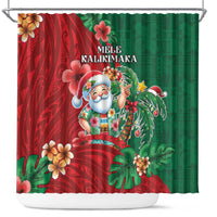 Hawaii Christmas Shower Curtain Mele Kalikimaka Funny Hawaiian Santa - Polynesian Pride